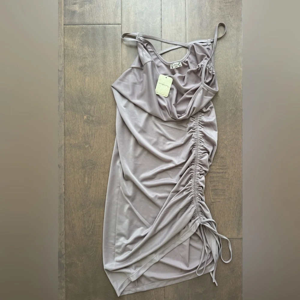 NWT Free People Intimately Talk About It Mini-To-Midi Slip-Maeve Chalk